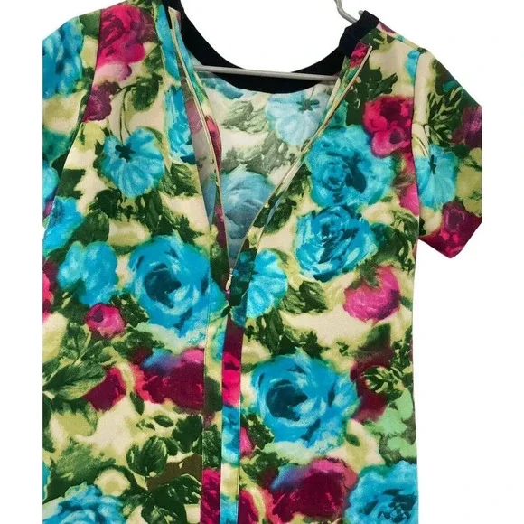 Sandro Floral Abstract Mini Shift Dress Size EU 2 US 4-6 Cut out Back zip - Picture 9 of 16